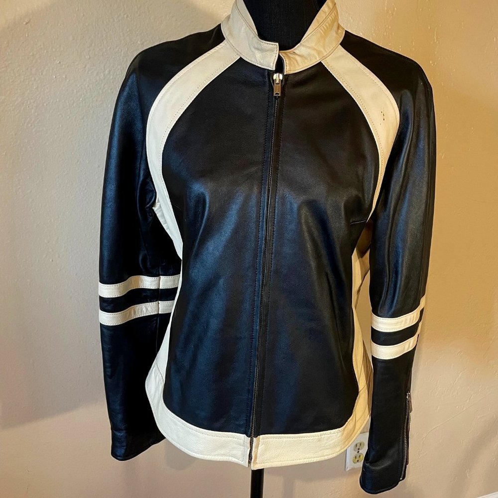 Wilson's Leather Biker Moto Two Tone Jacket